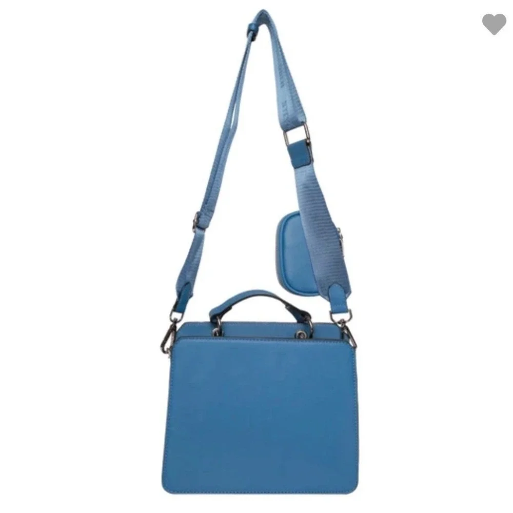 Steve Madden Blue Crossbody Bag‎ Rhinestone Logo With Mini Pouch New